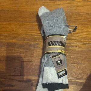 Khombu Men's Wool Blend Socks - Gray and Black tan New 10-13